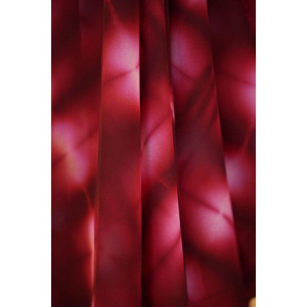 Isadora Life Womens Tie & Dye Sequined Maroon Pre-Draped Saree with Unstitched Blouse