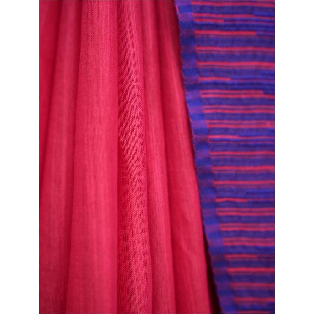Isadora Life Womens Woven Tassels Pink Pre-Draped Saree with Unstitched Blouse