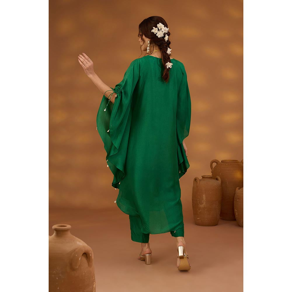 ISHA GUPTA TAYAL Green Dwarpal Kaftan and Pant Set
