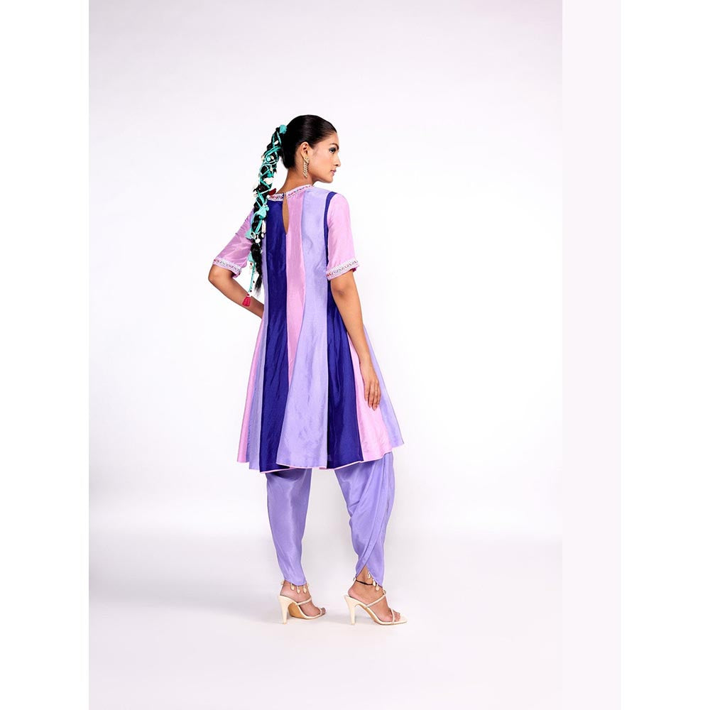ISHA GUPTA TAYAL Purple Block Anarkali Kurta and Pant with Dupatta