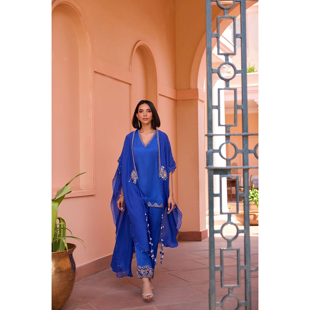ISHA GUPTA TAYAL Blue Hoor Kurta and Pant with Jacket
