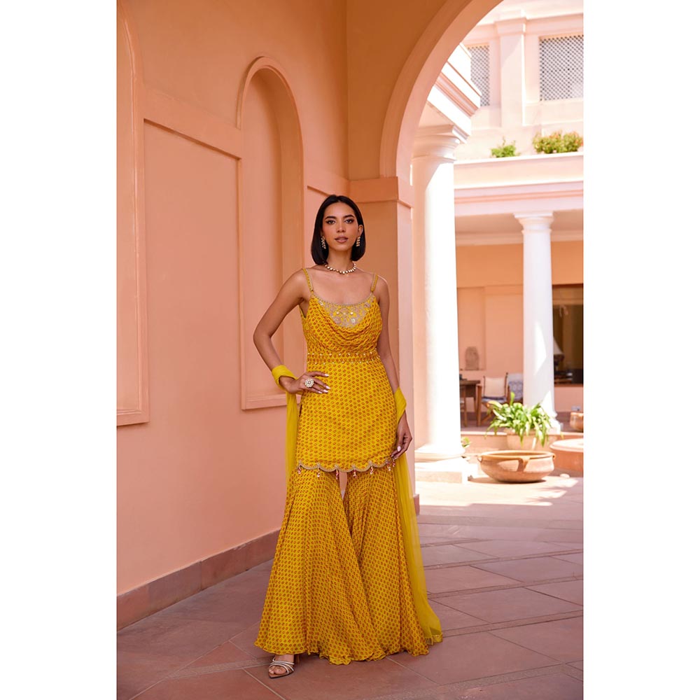ISHA GUPTA TAYAL Yellow Inayat Kurta and Sharara Set with Dupatta