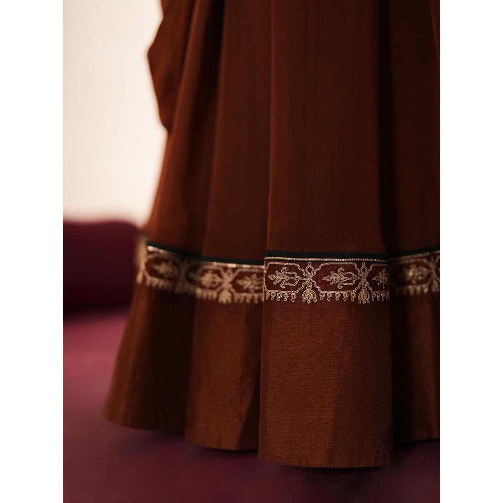 ISHA GUPTA TAYAL Brown Taarika Lehenga and Blouse with Dupatta