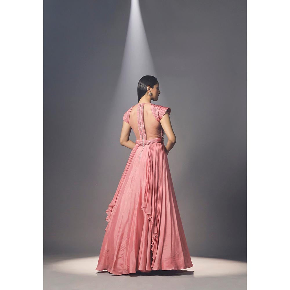 ISHA GUPTA TAYAL Cashmere rose pink layered Anarkali set