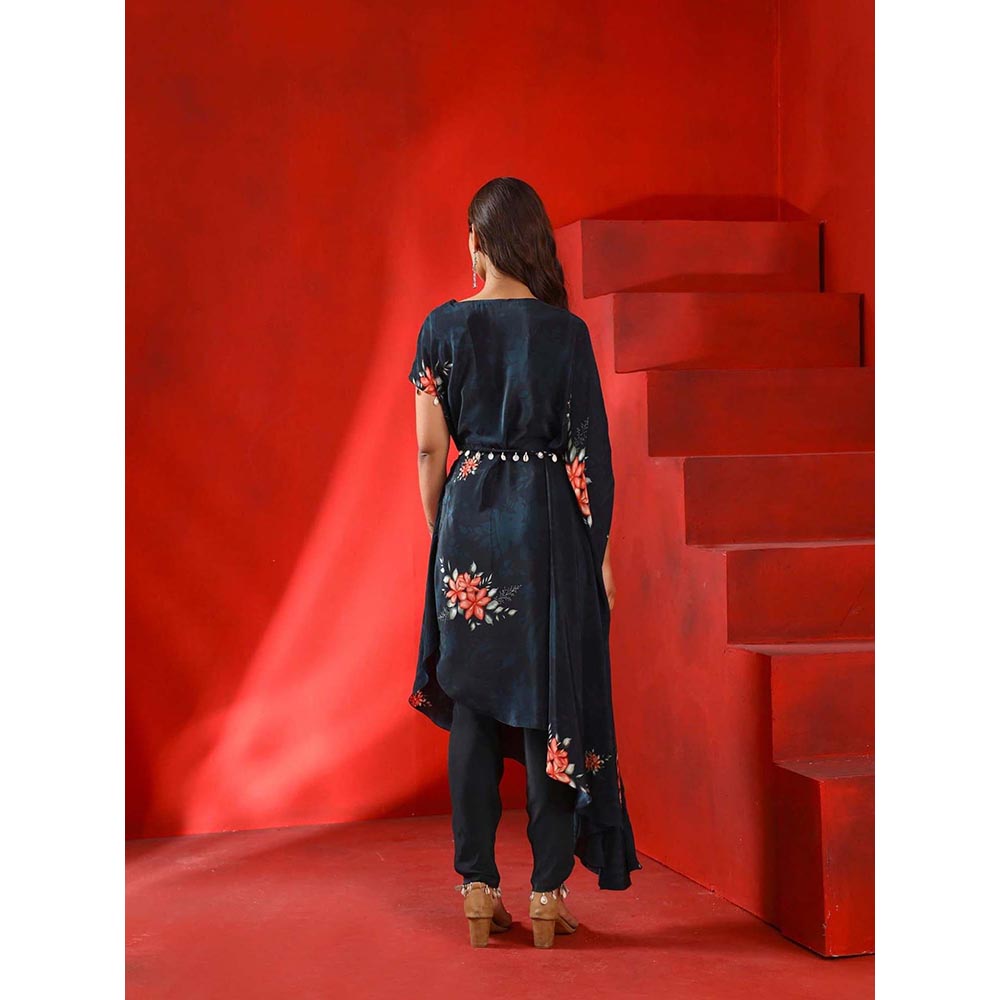 ISHA GUPTA TAYAL Midnight Green Drape Kaftan Tunic and Pant Set