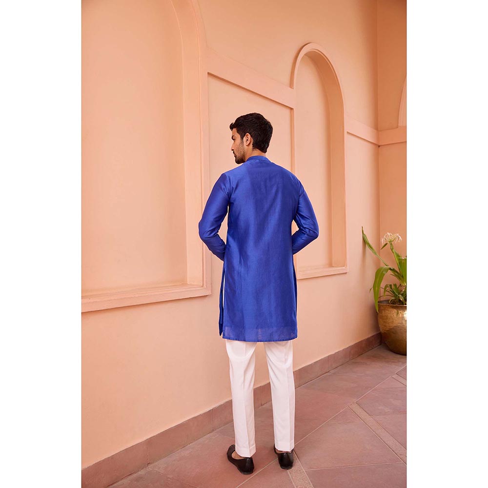 ISHA GUPTA TAYAL Blue Dori and Hand Embroidered Silk Kurta