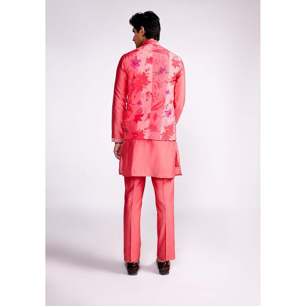 ISHA GUPTA TAYAL Pink Printed and Embroidered Kurta and Pant with Nehru Jacket Set
