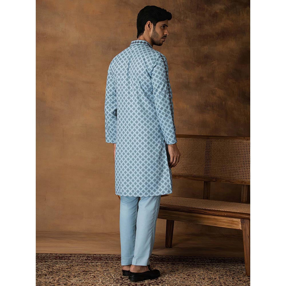 ISHA GUPTA TAYAL Powder Blue Booti Print Kurta and Pant Set