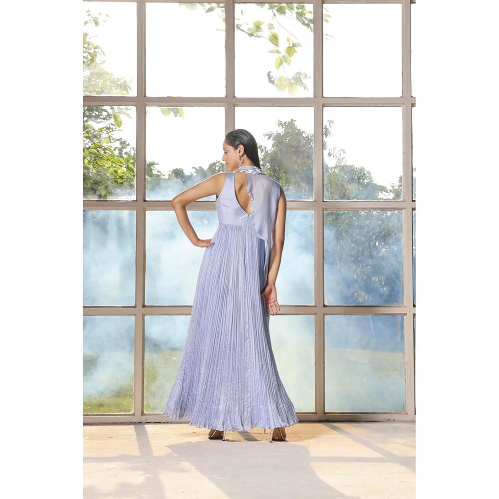 ISHA GUPTA TAYAL Blue Periwinkle Gown with Drape Cape