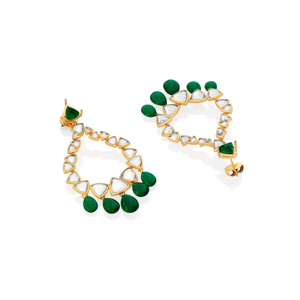 Shiza Mirror & Hydro Emerald Drop Earrings