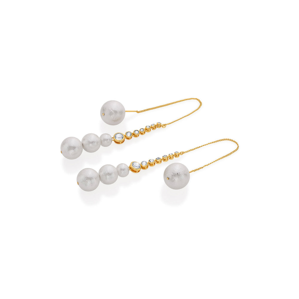 Inayat Cotton Pearl & CZ Long Earrings