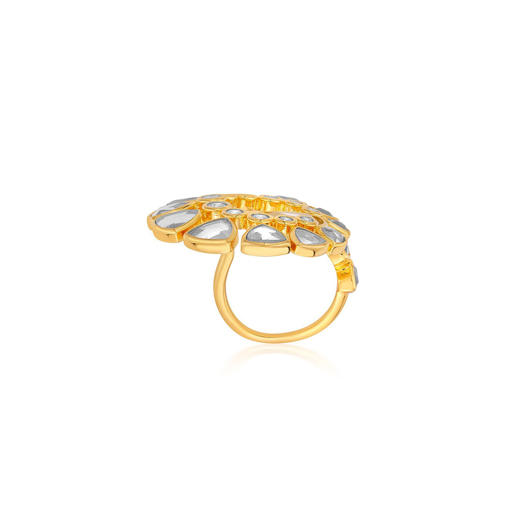 Isharya Jugni Mirror Statement Ring In 18Kt Gold Plated