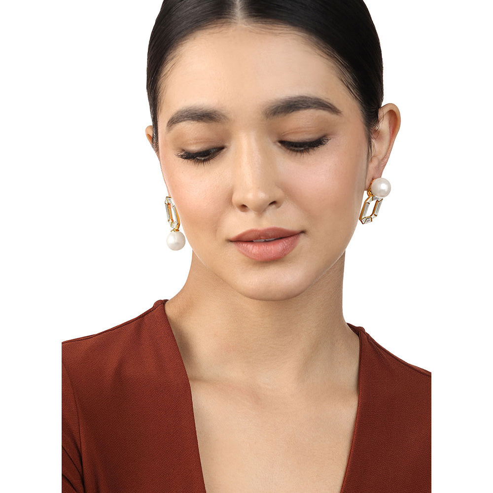Isharya Lumen Perla Mismatched Earrings In 18Kt Gold Plated