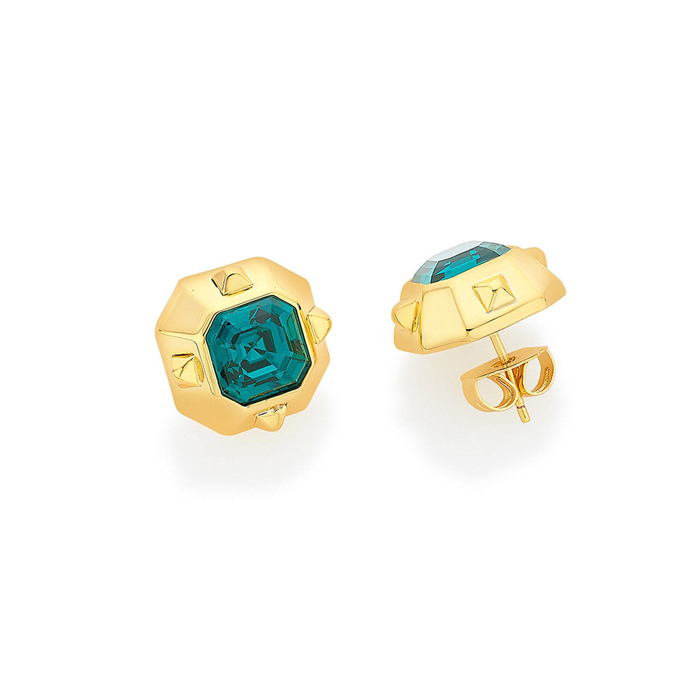 Isharya Simone Emerald Earrings In 18KT Gold Plated