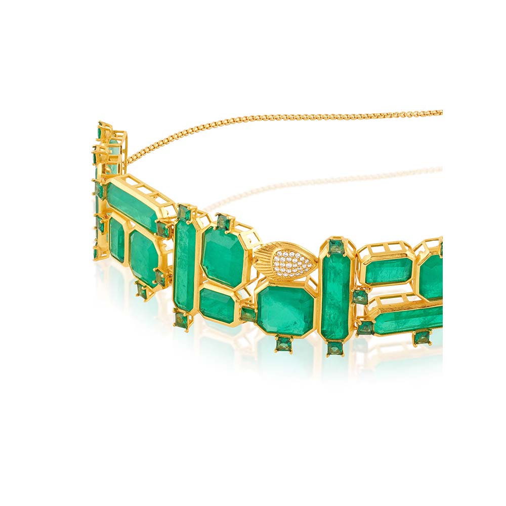 Isharya 18KT Gold Plated Emerald Green Dreams Choker