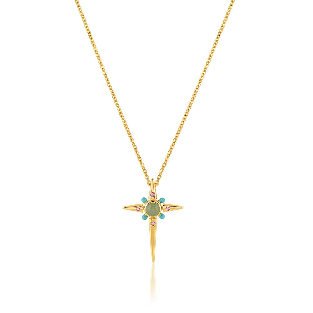 Isharya Green 18KT Gold Plated Sacred Prism Necklace