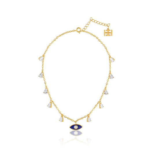 Isharya 18KT Gold Plated White Evil Eye Energy Necklace