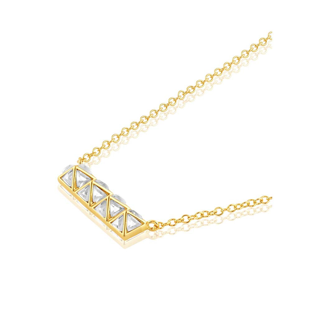 Isharya Pyramid Mirror Necklace 18Kt Gold Plated