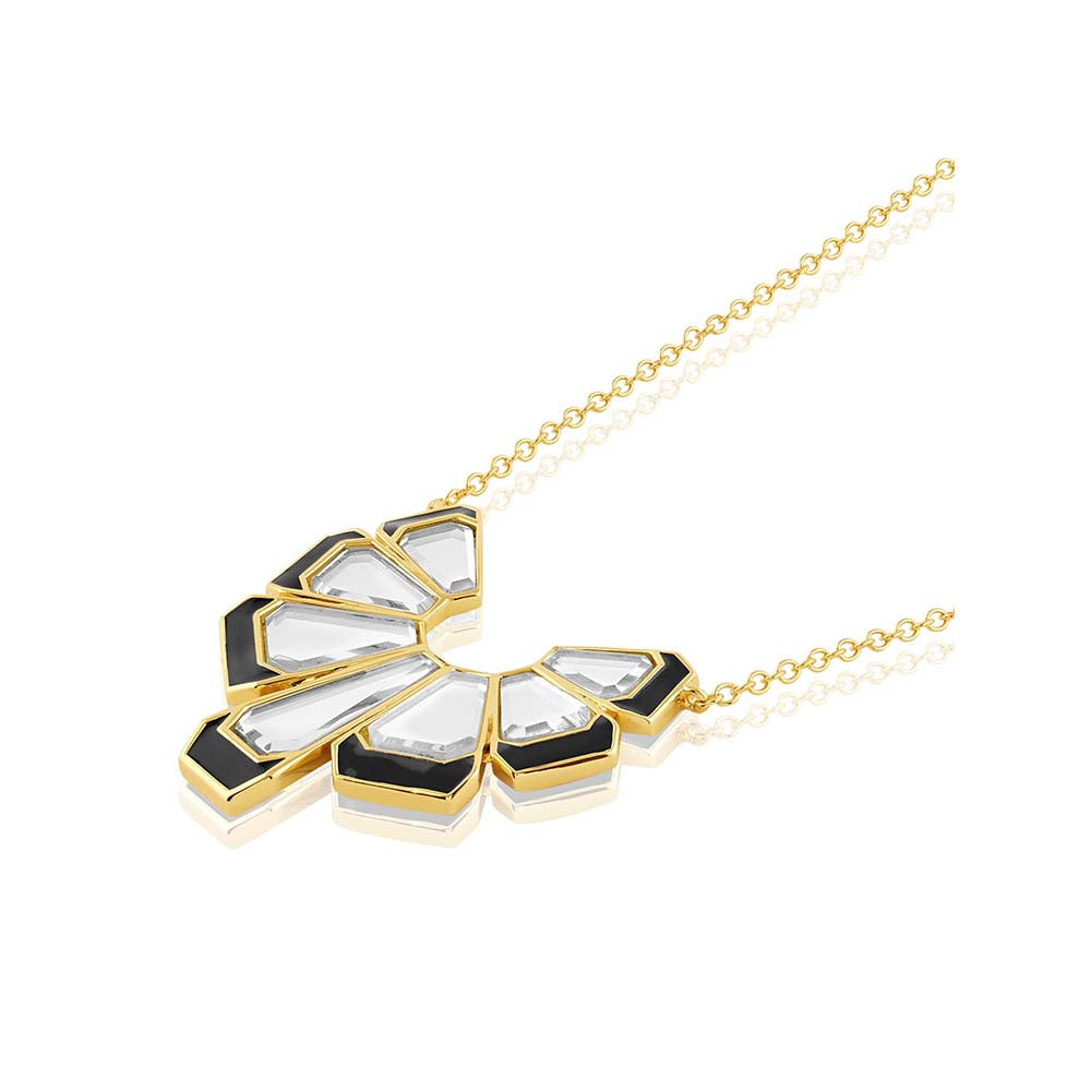 Isharya Ayaana Mirror Enamel Necklace 18Kt Gold Plated