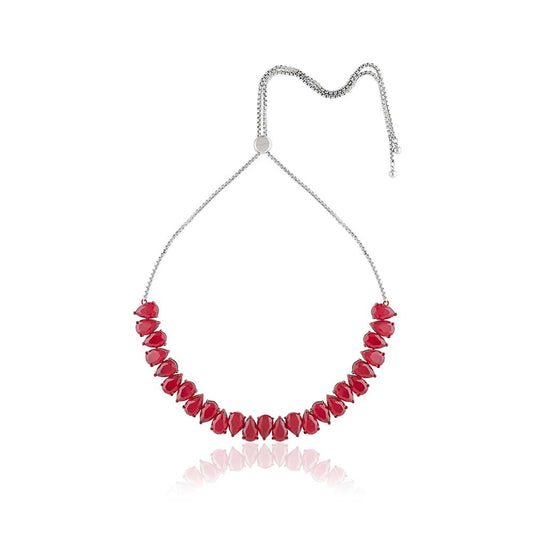 Isharya Elysian Ruby Choker Necklace In Rhodium Plating - Maroon
