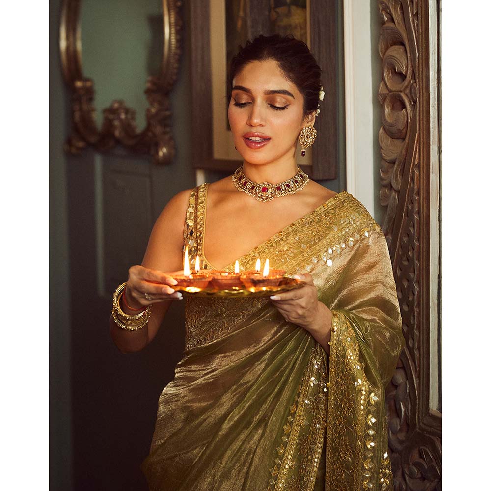 ITRH Saanjh Sheesh Saree with Stitched Blouse