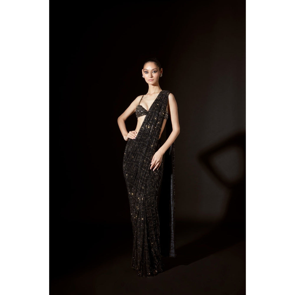 ITRH Hieroglyphic Whimsy Saree with Stitched Blouse