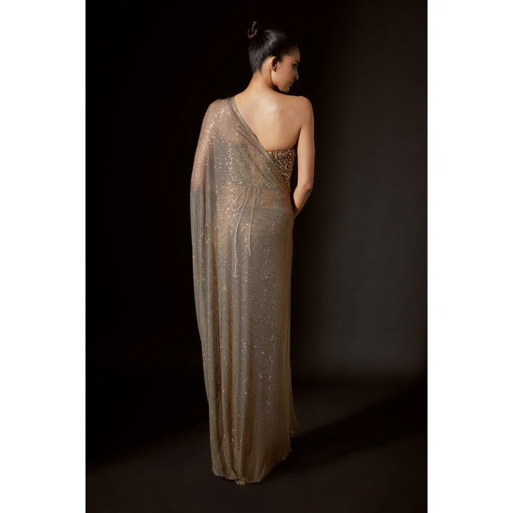 ITRH Golden Scarab Saree With Corset
