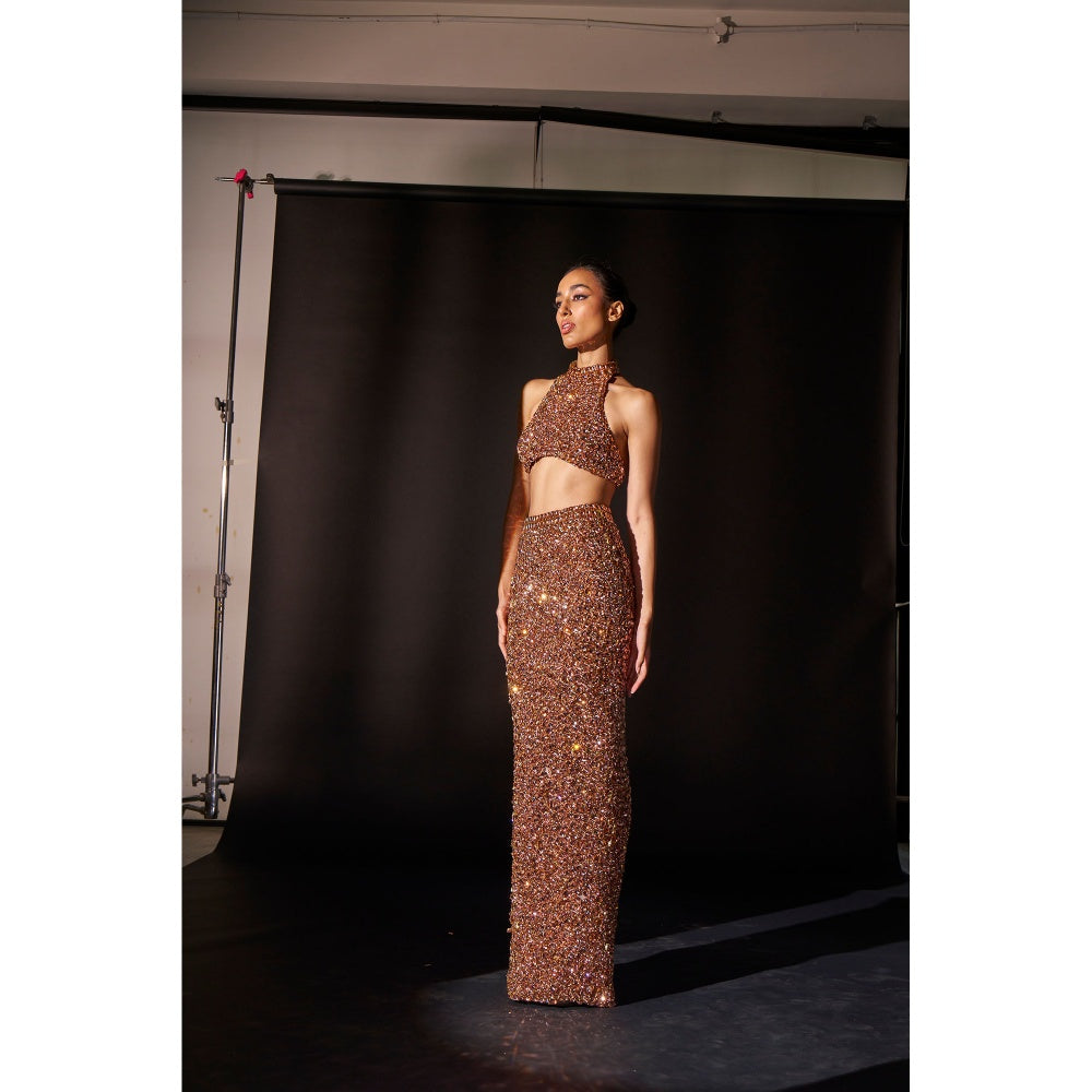 ITRH Gilded Luxor Peach Top with Skirt (Set of 2)