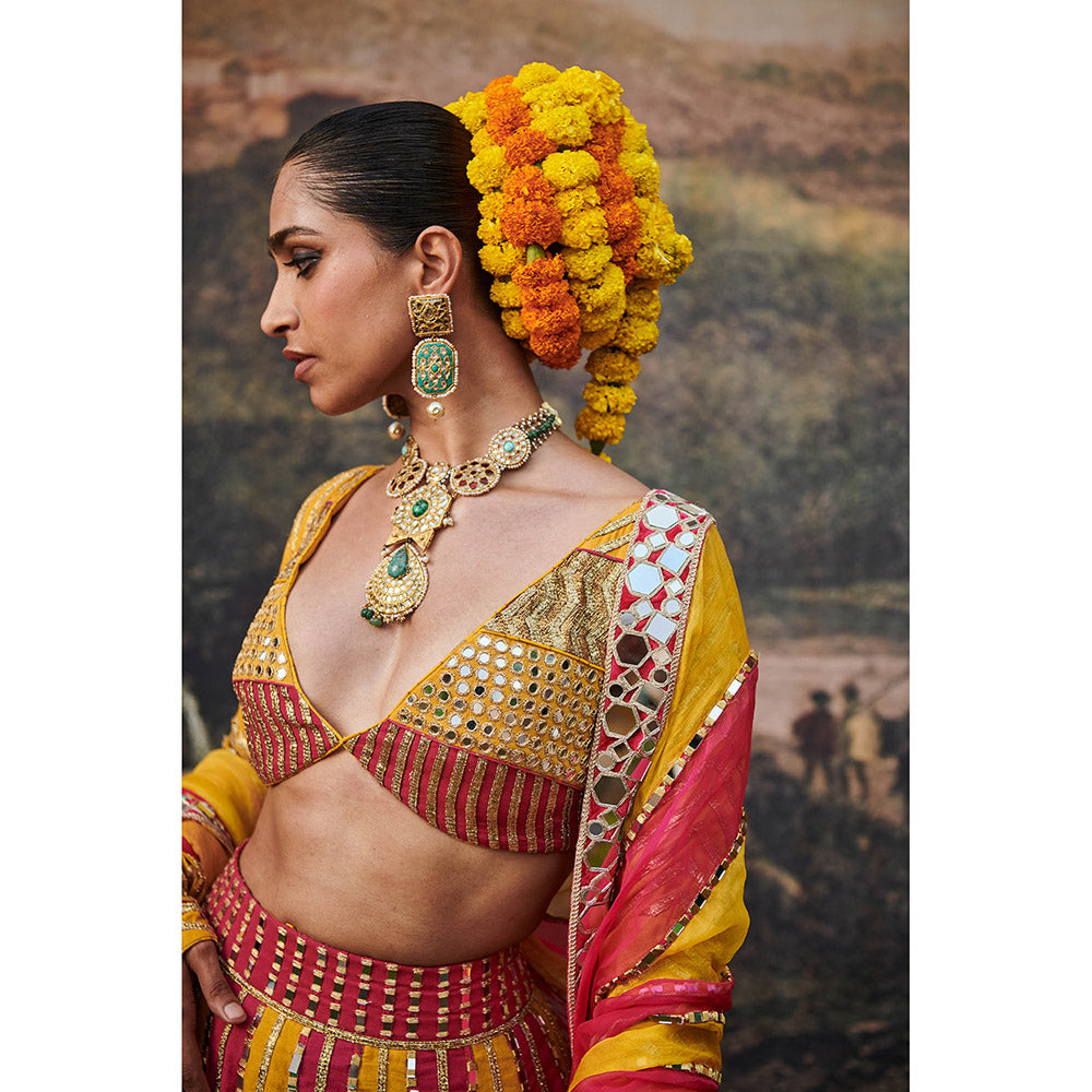 ITRH Padma Peet Lehenga with Blouse and Dupatta (Set of 3)