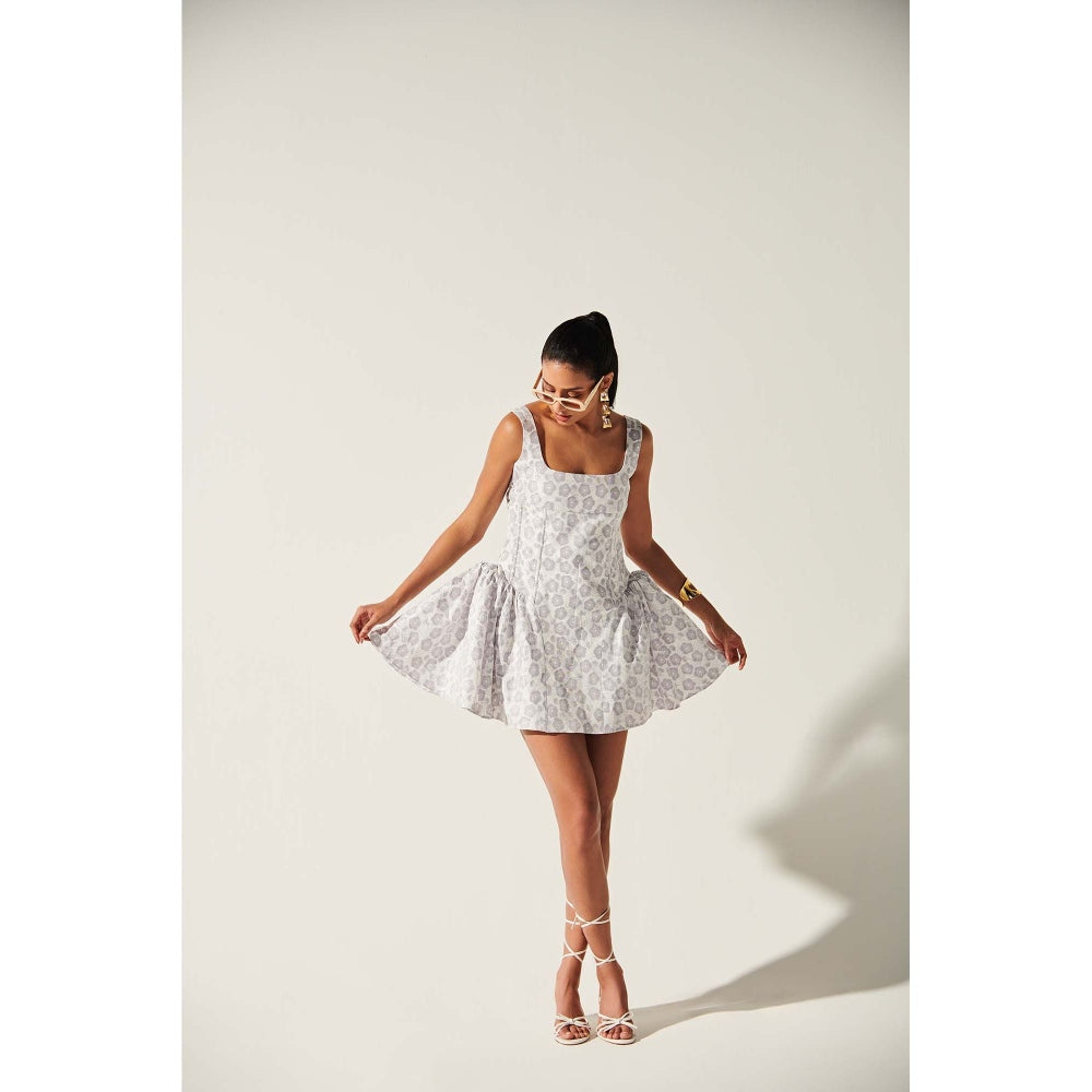 Ivory Rose Grey Emma Quilted Mini Dress