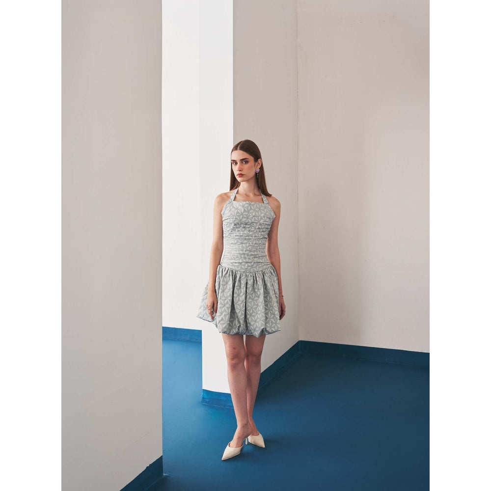 Ivory Rose Grey Frosted Mirage Mini Dress