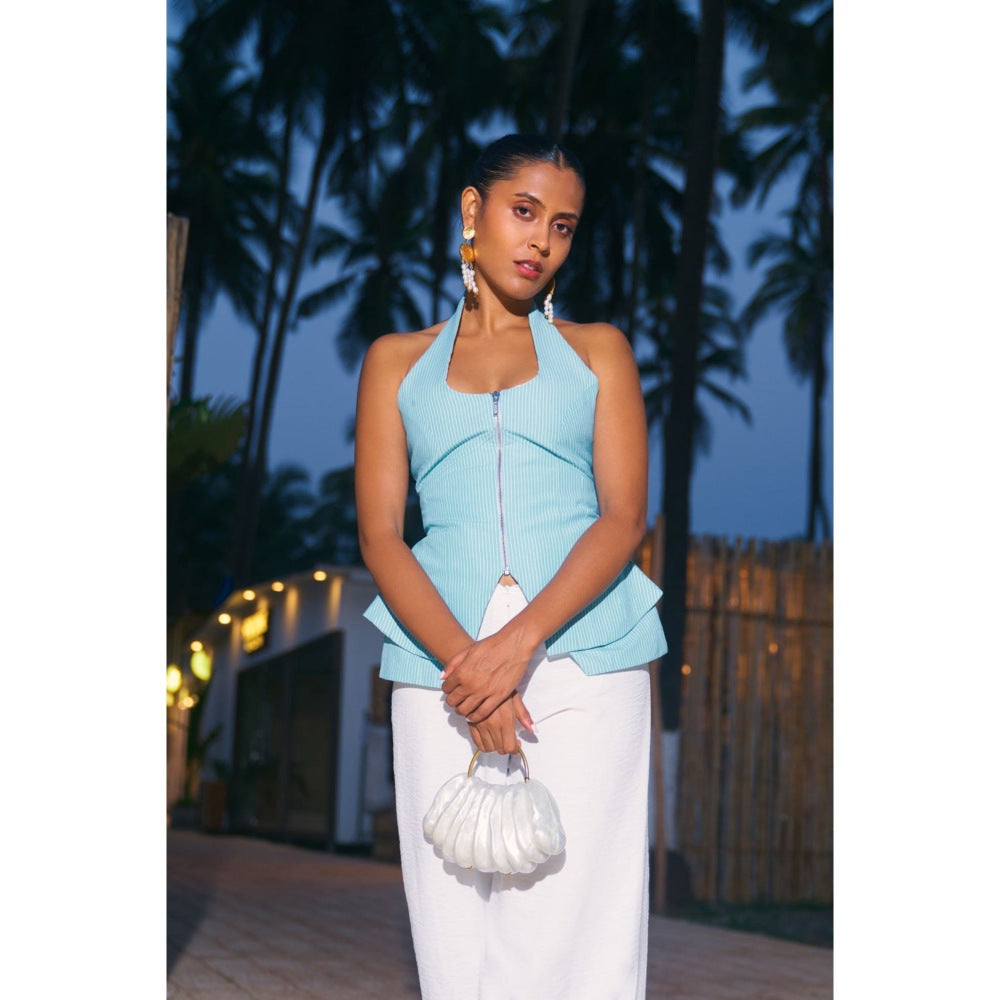 Ivory Rose MINT Blue Top with Jacket and Pant (Set of 3)