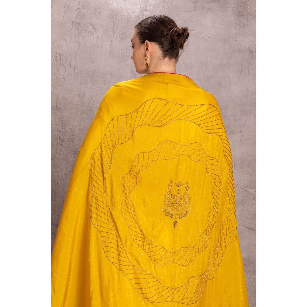 Janki India Womens Embellished Yellow Hand Work Dupatta