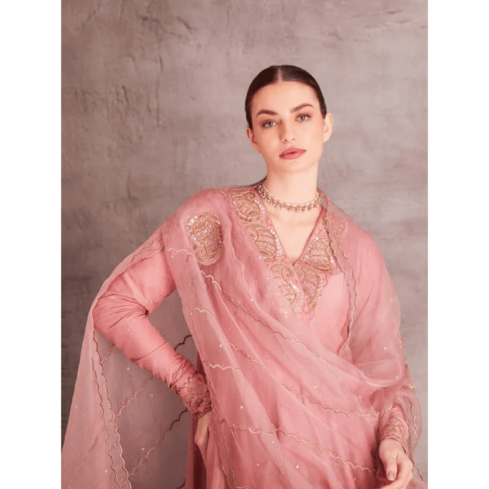 Janki India Baby Pink Anarkali with Pant and Dupatta (Set of 3)