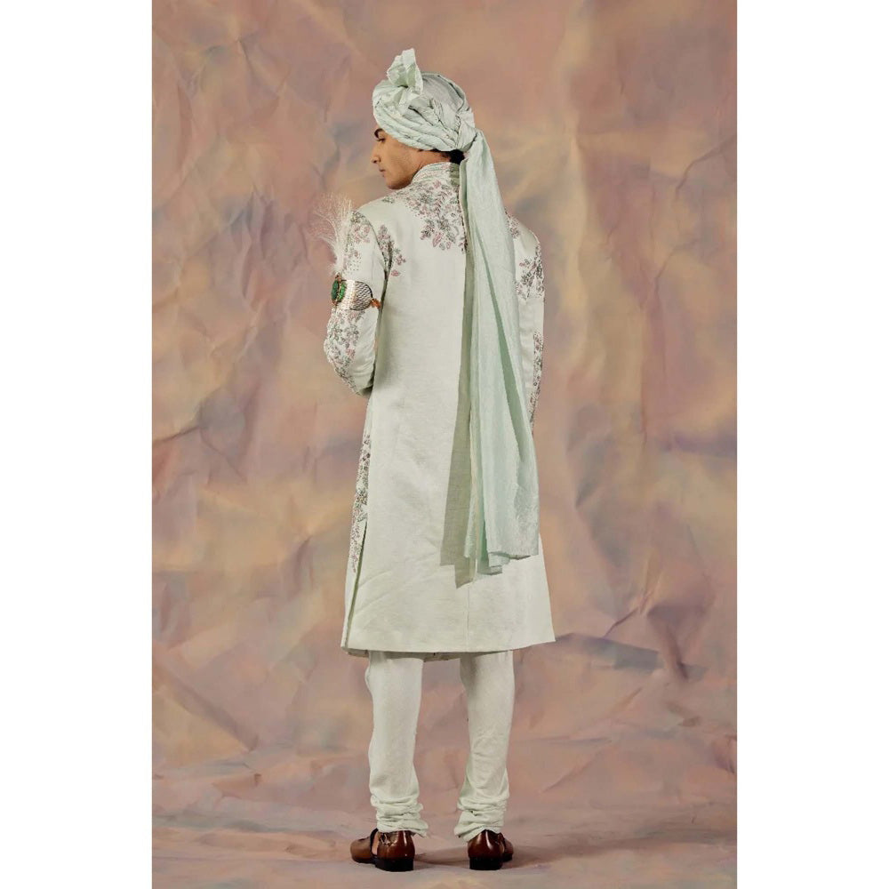 Jatin Malik Hazy Blue Kurta & Sherwani (Set of 4)