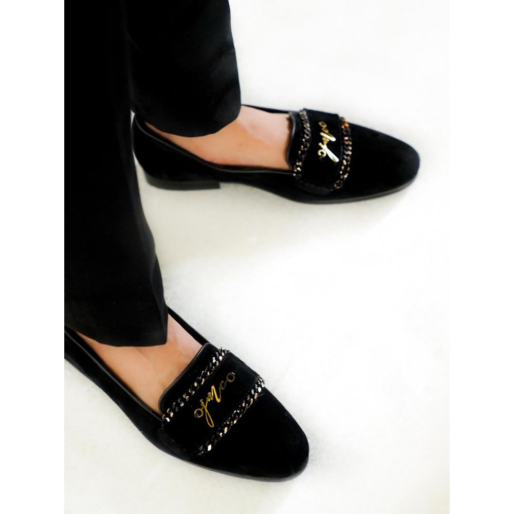 Jatin Malik Black Chain Loafers