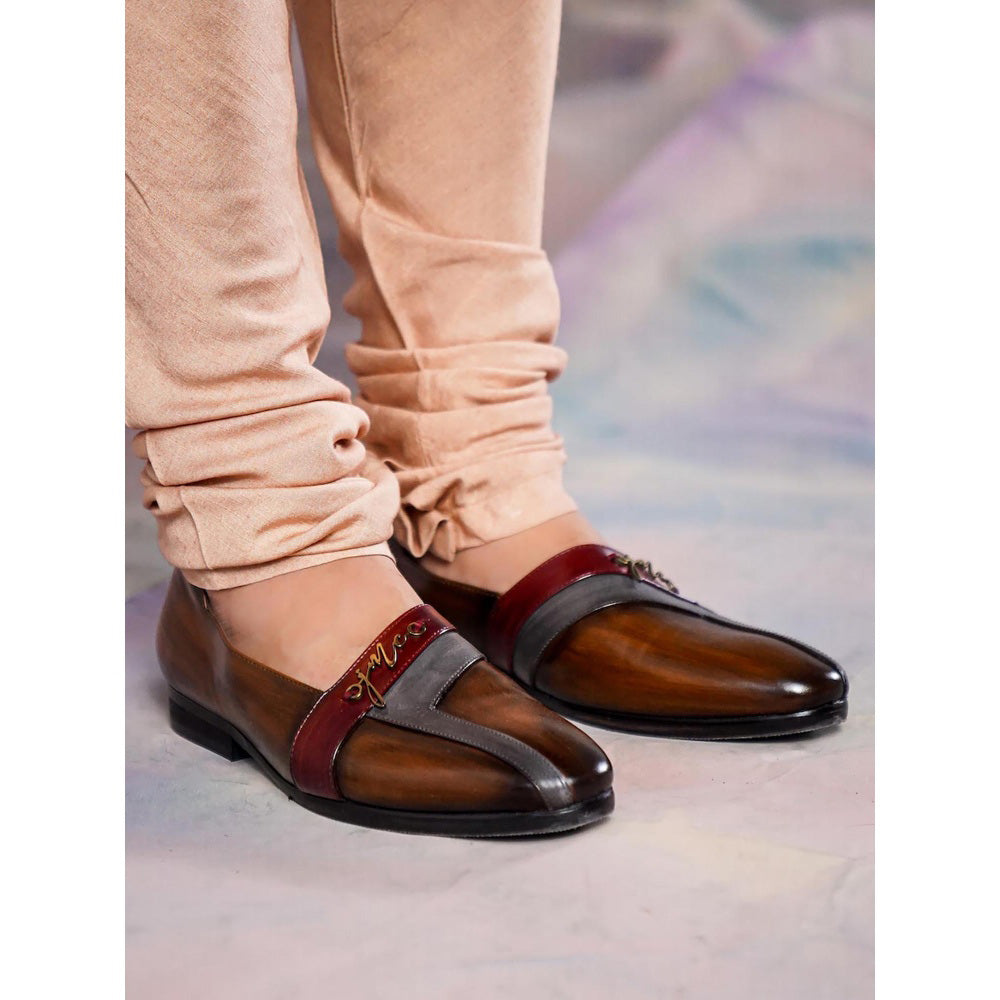 Jatin Malik Tan V-Strap Loafers