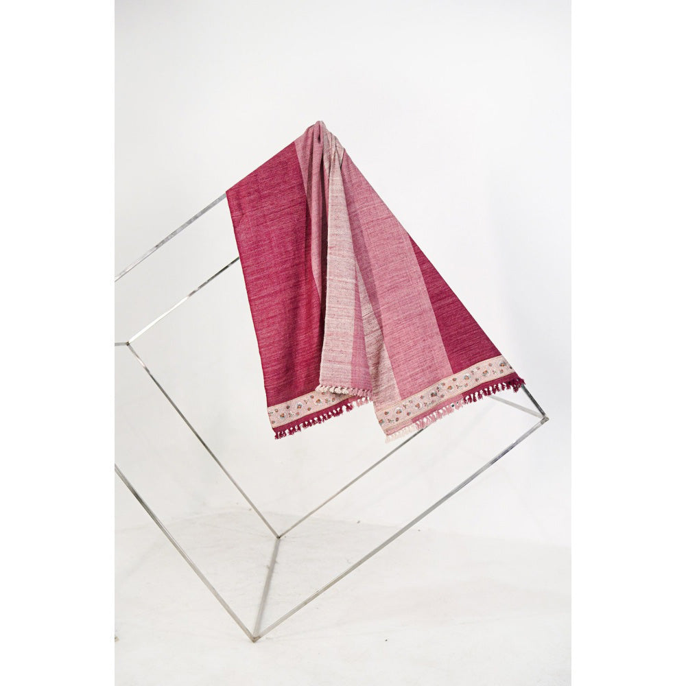 Jatin Malik Pink Color Block Pashmina Shawl