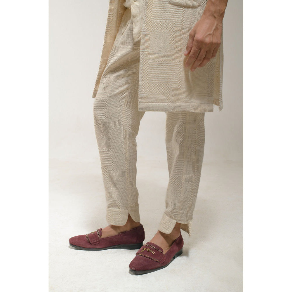 Jatin Malik Beige Overcoat (Set of 2)