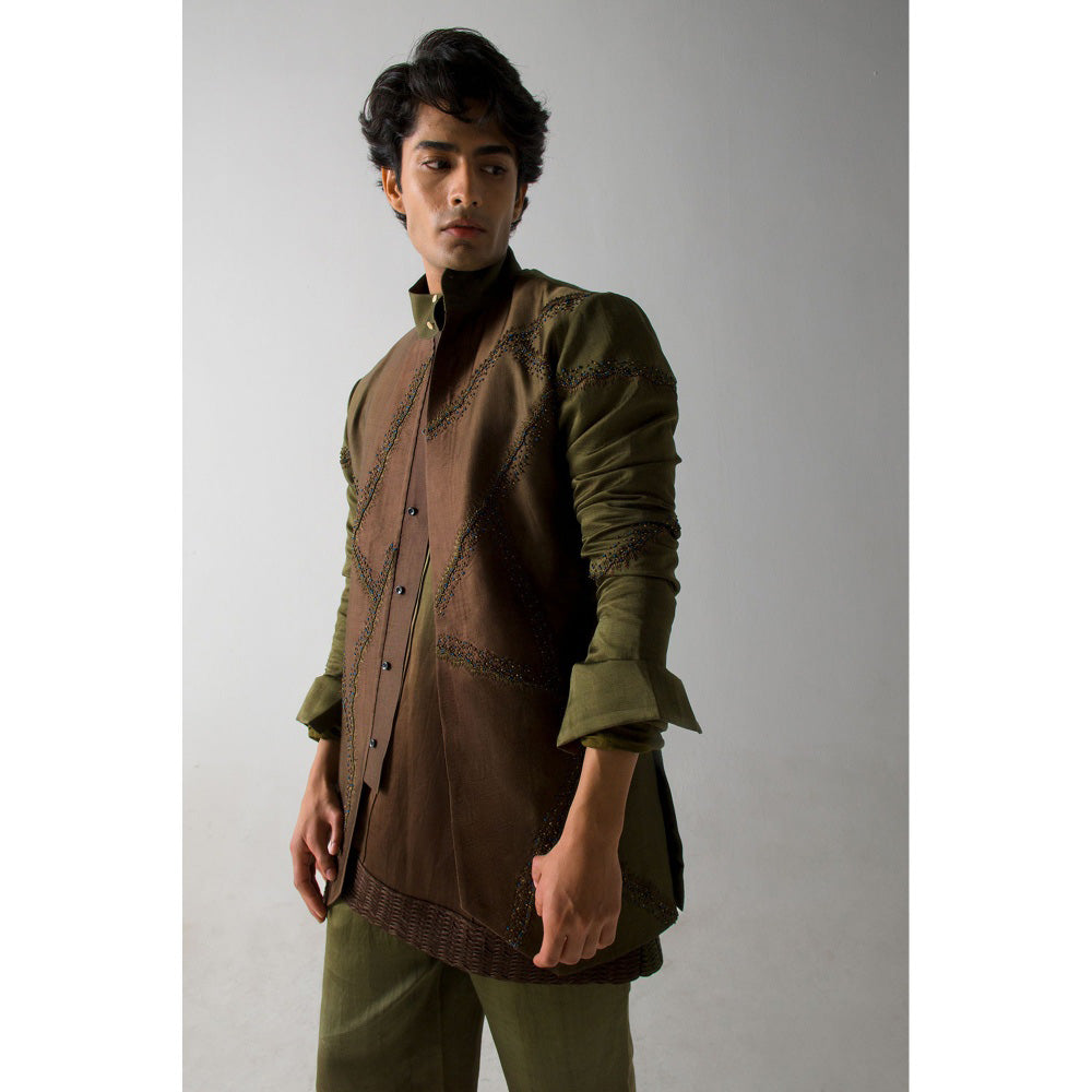 Jatin Malik Mr. Olive in Brown Shacket (Set of 3)