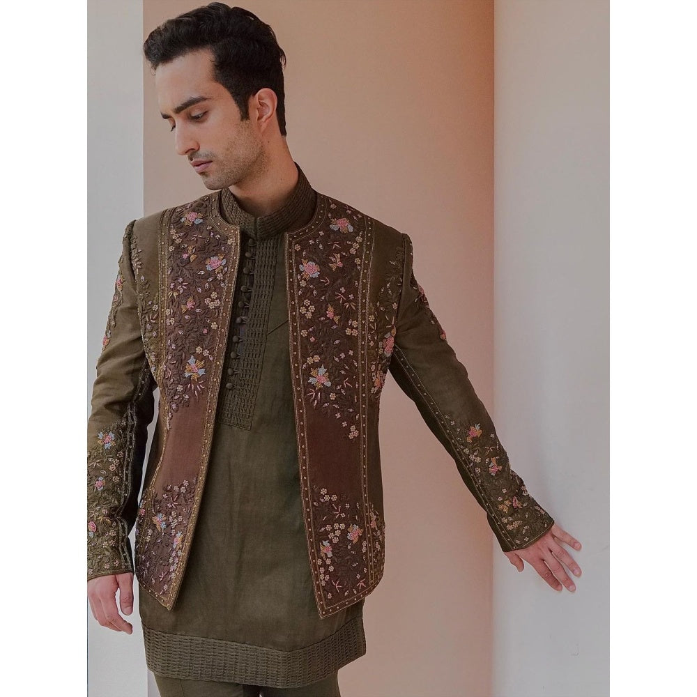 Jatin Malik The Dolce Olive Short Jacket (Set of 3)