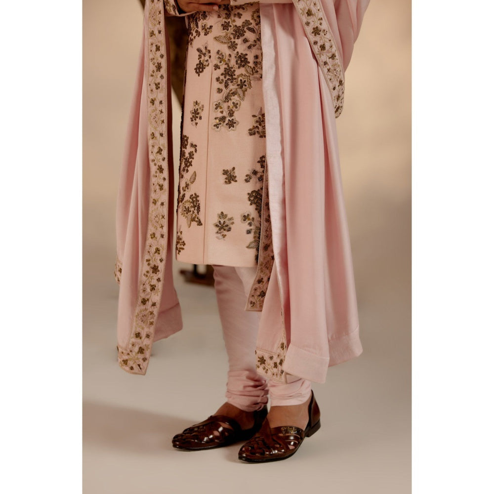 Jatin Malik Shell Pink Sherwani (Set of 3)