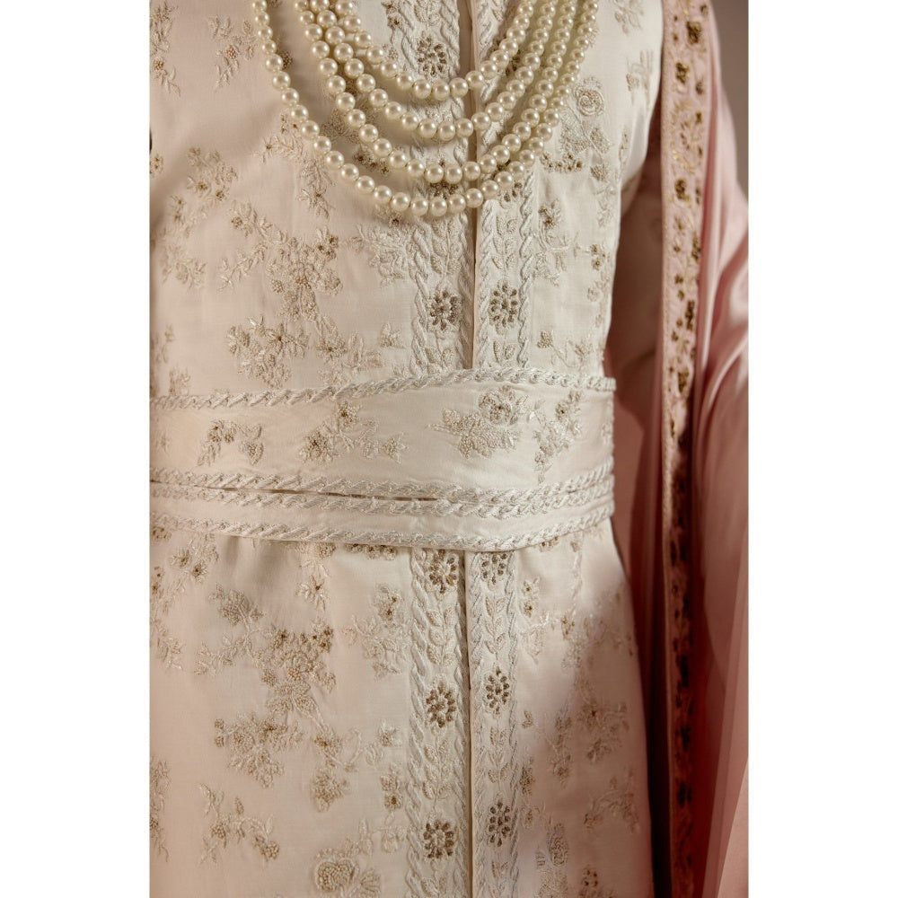 Jatin Malik Gardenia White & Pink Sherwani (Set of 6)