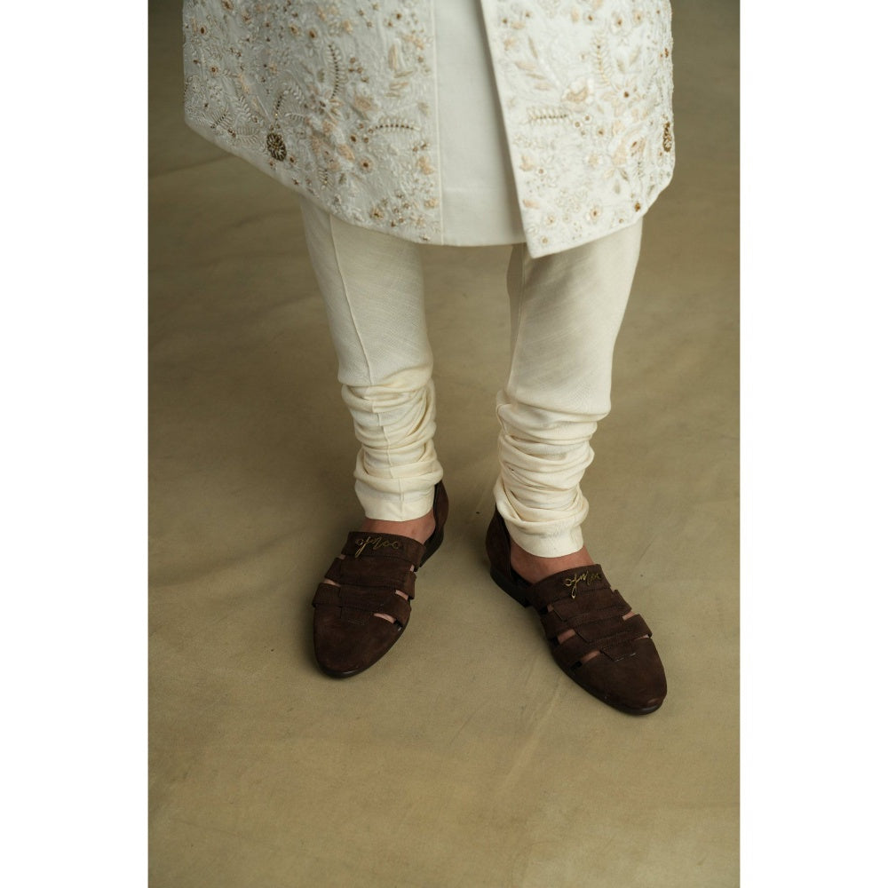 Jatin Malik Ivory & Gold Sherwani (Set of 3)