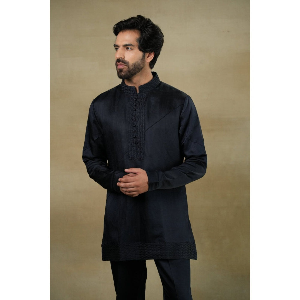 Jatin Malik Midnight Ombre Short Jacket with Kurta & Trouser (Set of 3)