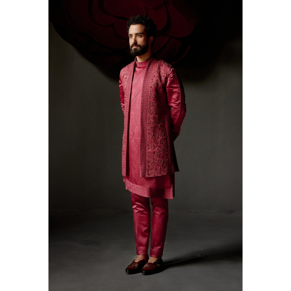 Jatin Malik Scarlet Kurta (Set of 2)