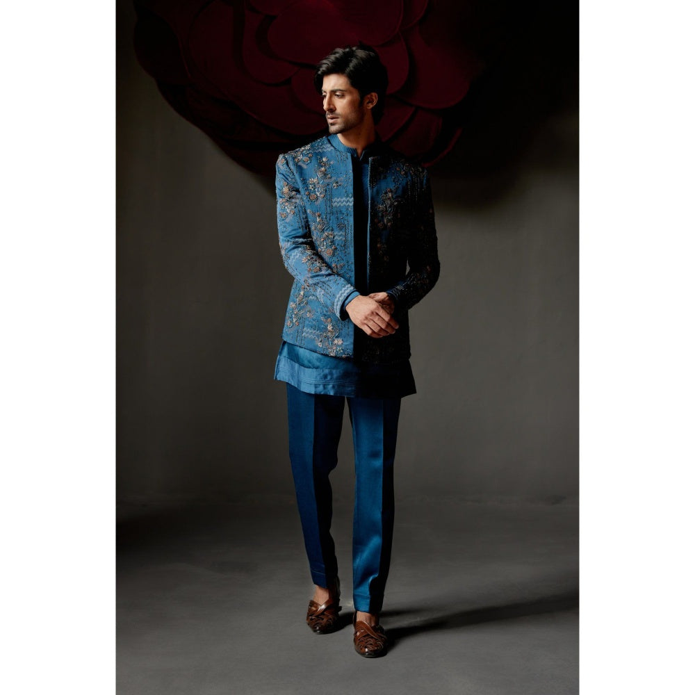 Jatin Malik New Teal Short Kurta (Set of 2)