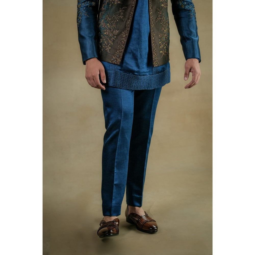 Jatin Malik Teal Ombre Short Kurta (Set of 2)