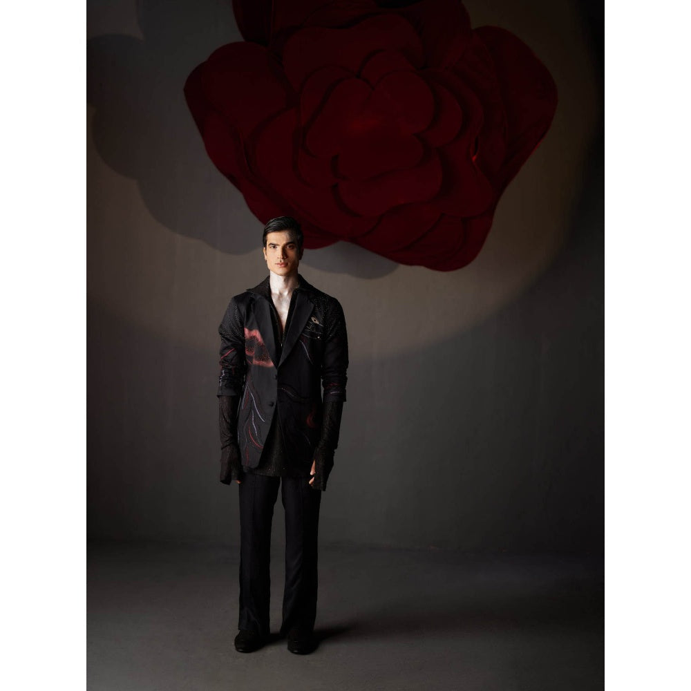 Jatin Malik Poster Blazer with Shirt & Trouser (Set of 3)