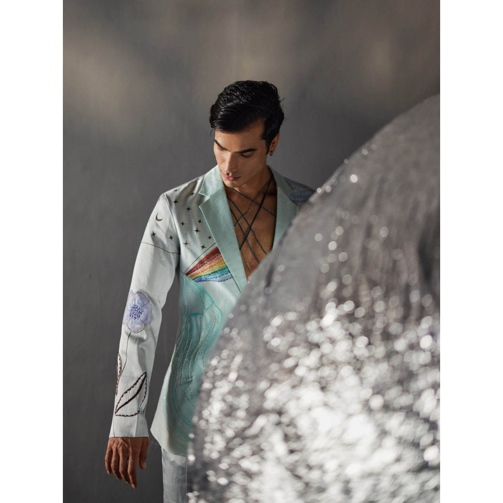 Jatin Malik Rainbowed Overshirt with Trouser (Set of 2)